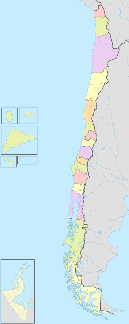 Mapa Chile ze spornym terytoriami