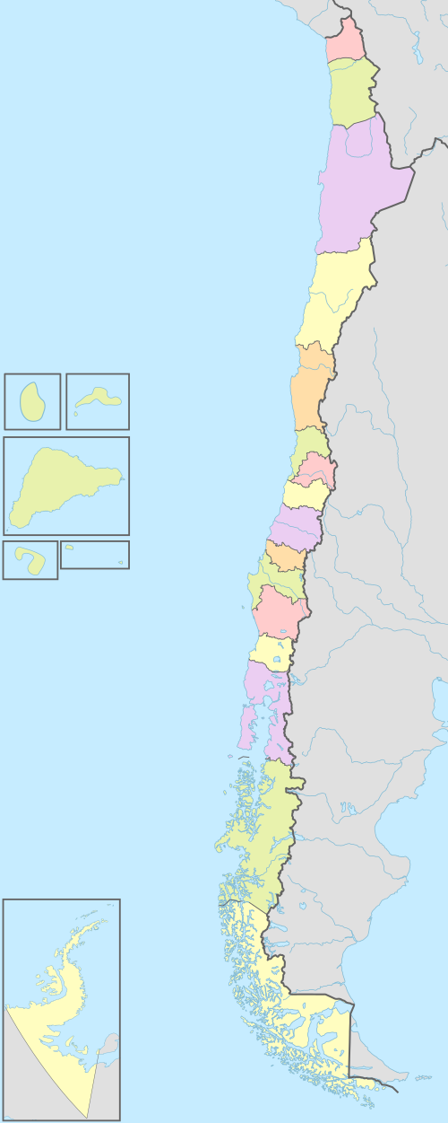 Mapa regionalna Chile (bez etykiet)