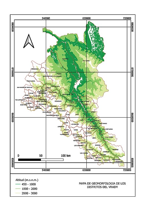 Mapa topograficzna regionu VRAEM