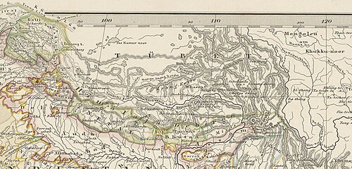 Mapa Tybetu 1858 - Stielers Hand-Atlas