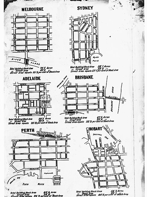 Mapy miast stołecznych: Melbourne, Sydney, Adelaide, Brisbane, Perth, Hobart