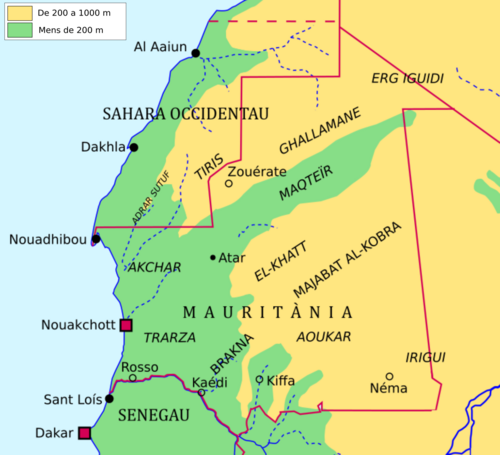 Mauritania - Mapa topograficzna