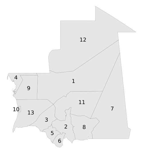 Regiony Mauritanii (numerowane)