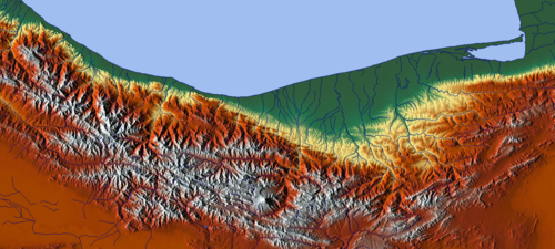 Mapa terenu prowincji Mazandaran