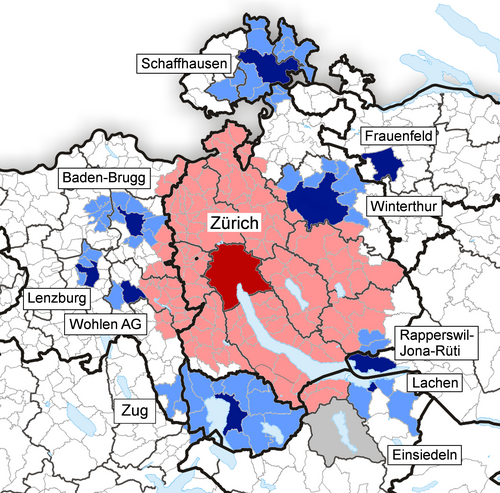 Obszar metropolitalny Zurychu (BSF 2000; Aglomeracje 2022)