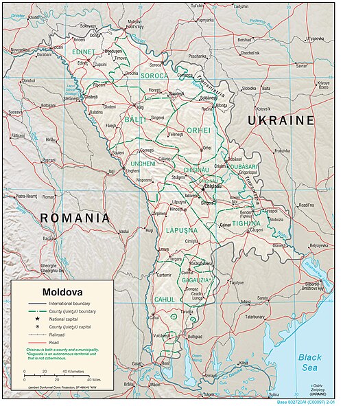 Fizyczna mapa Mołdawii