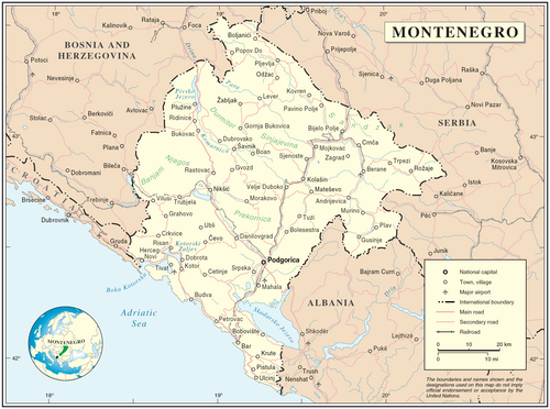 Mapa Czarnogóry