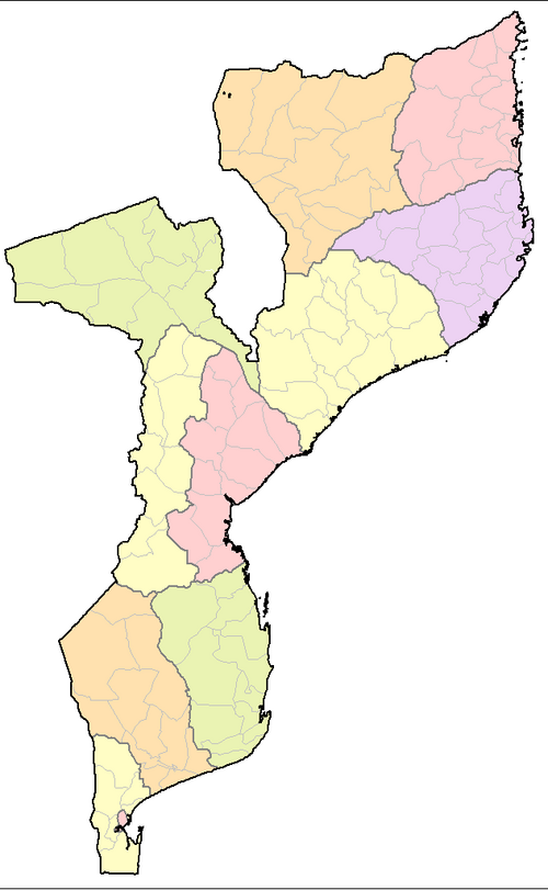 Powiaty Mozambiku (kolorowe)