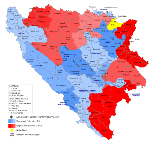 Gminy i regiony Bośni i Hercegowiny