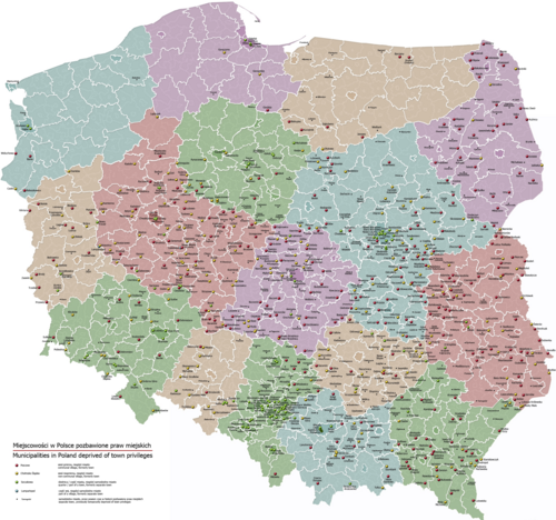 Gminy w Polsce pozbawione praw miejskich