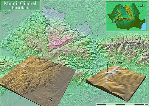 Góry Cindrel - Mapa fizyczna