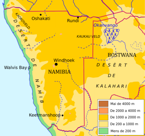 Namibia - Mapa topograficzna