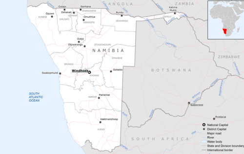 Mapa bazowa Namibii