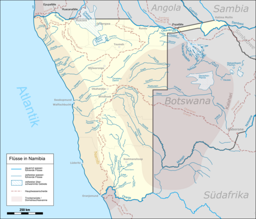 Mapa rzek Namibii