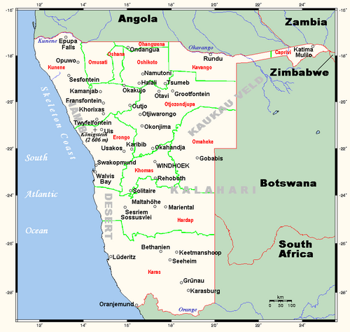 Mapa Namibii