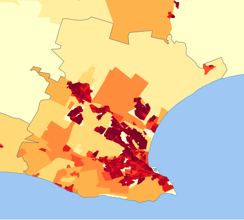 Nelson Mandela Bay - Mapa gęstości 2011