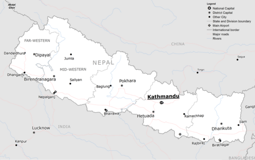 Mapa bazowa Nepalu