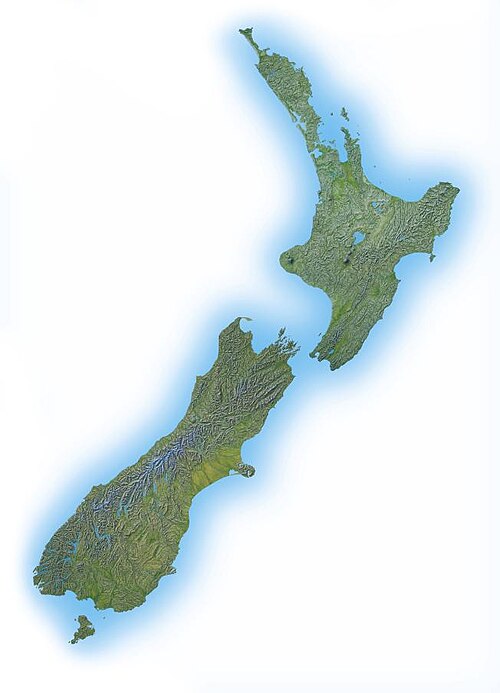 Mapa topograficzna Nowej Zelandii