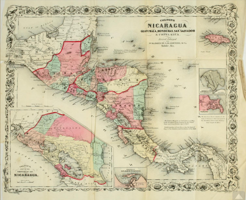 Mapa Nikaragui sprzed 1860