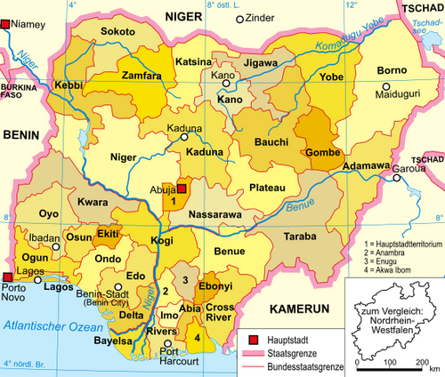 Nigeria - Mapa polityczna