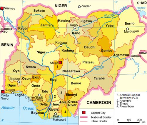 Mapa polityczna Nigerii
