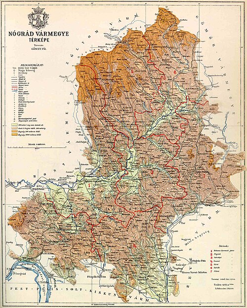 Mapa powiatu Nógrád