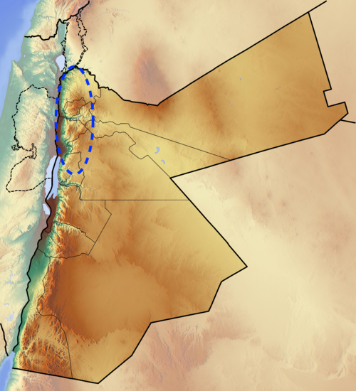Mapa północno-zachodniej Jordanii