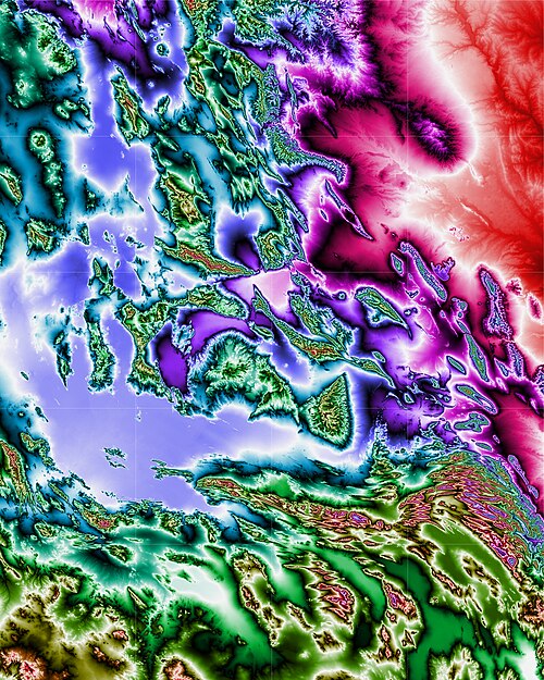 Północno-wschodni Meksyk 24-29°N 100-104°W Topo Rainbow