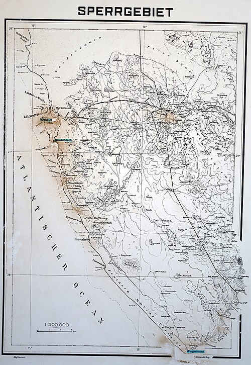 Historyczna mapa restrykcyjnego obszaru diamentów