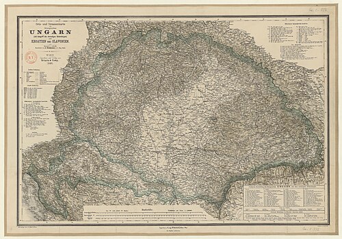 Mapa Węgier, Chorwacji i Slawonii 1:296000