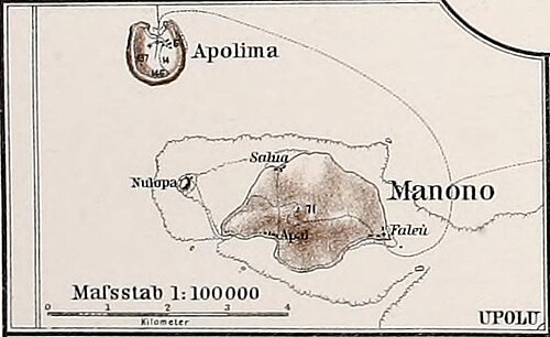 Mapa wyspy Manono, Samoa (1910)