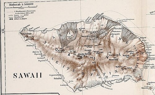 Mapa wyspy Savaii, Samoa (1910)