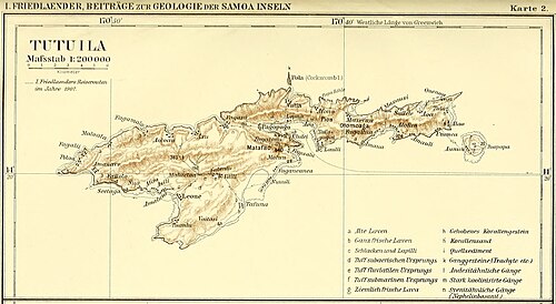Mapa wyspy Tutuila, Samoa (1910)