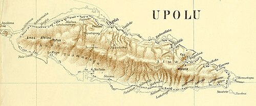 Mapa wyspy Upolu, Samoa (1910)