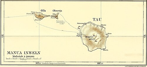 Mapa Wysp Manu, Samoa (1910)