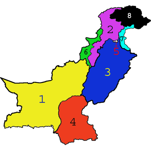 Polityczna mapa kolorowa Pakistanu
