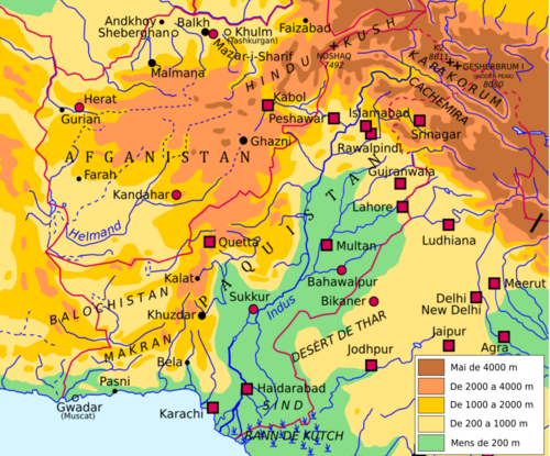 Mapa topograficzna Pakistanu