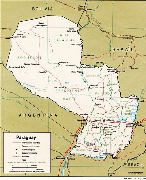 Mapa polityczna Paraguaju 1998