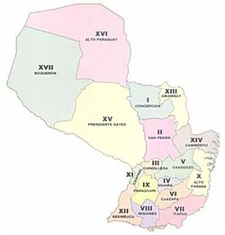 Mapa polityczna Paraguaju