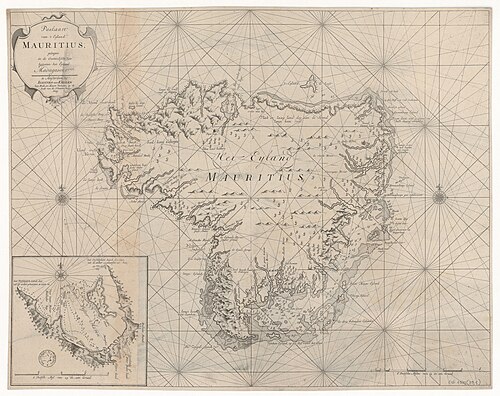 Mapa morska wyspy Mauritius autorstwa J. van Keulena