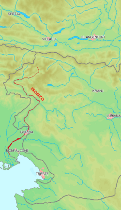 Przebieg rzeki Isonzo