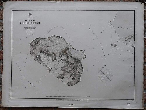 Mapa wyspy Perim z 1858 roku