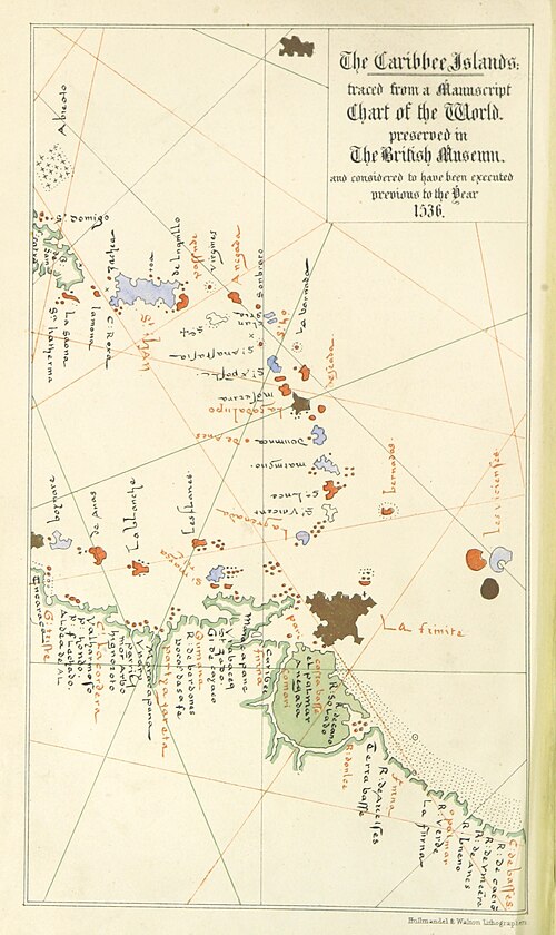 Mapa wysp karaibskich do 1536 roku