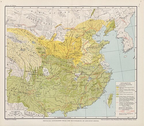 Geografia fizyczna z granicami starożytnych Chin