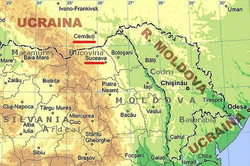 Mapa fizyczna Mołdawii i Bukowiny