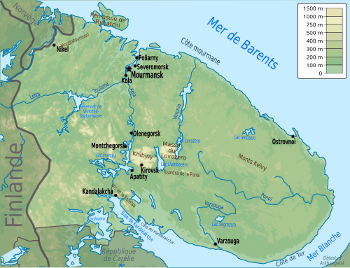 Mapa fizyczna obwodu murmańskiego