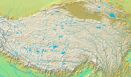 Mapa fizyczna Tybetu