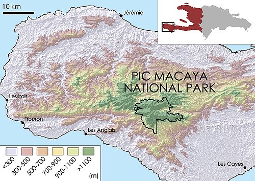 Mapa topograficzna PN Pic Macaya