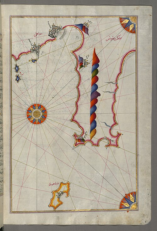 Piri Reis - Mapa wybrzeża tunezyjskiego z miastami