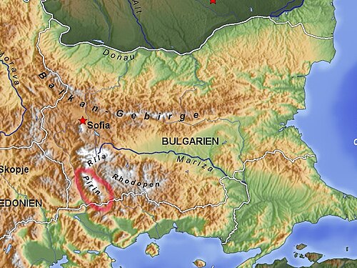 Pirin Bałkan topo de